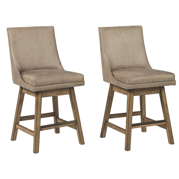 39 Inch Leatherette Padded Swivel Barstool, Set of 2, Beige - BM231381