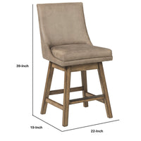 39 Inch Leatherette Padded Swivel Barstool, Set of 2, Beige - BM231381