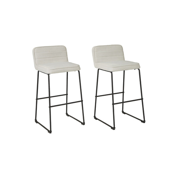 Channel Stitched Low Fabric Barstool with Sled Base, Set of 2, Gray - BM231390