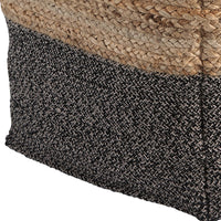 Cube Shape Jute Pouf with Braided Design, Black and Brown - BM231408
