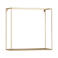 Metal Frame Wall Shelf with Keyhole Hanger, Set of 3, Gold - BM231417