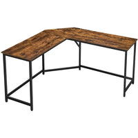 58.7 Inches L Shape Wood and Metal Computer Desk, Brown and Black - BM231434