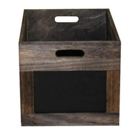 Cutout Design Wooden Box with Chalkboard Inserts, Set of 3, Brown and Black - BM231485