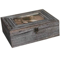 Molded Wooden Storage Box with Photo Frame Lid, Set of 2, Gray - BM231489