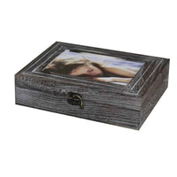 Molded Wooden Storage Box with Photo Frame Lid, Set of 2, Gray - BM231489