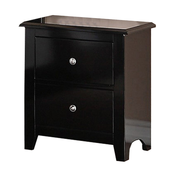 2 Drawer Wooden Nightstand with Metal Knobs, Espresso Brown - BM231859