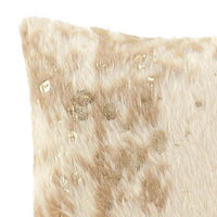 Faux Fur Pillow with Zipper Closure, Set of 4, Cream and Gold - BM231906