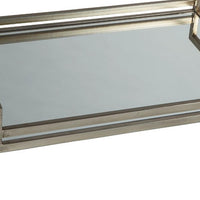 Rectangular Metal Frame Tray with Mirrored Top, Silver - BM231913