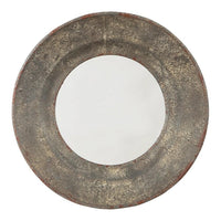19 Inch Metal Round Tapered Frame Accent Mirror with Keyhole Hanger, Gray - BM231932