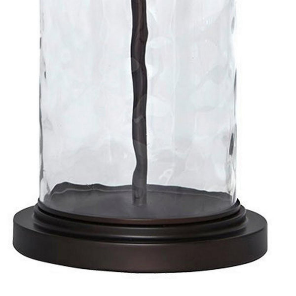 Drum Shade Table Lamp with Glass Insert Base, Bronze - BM231953