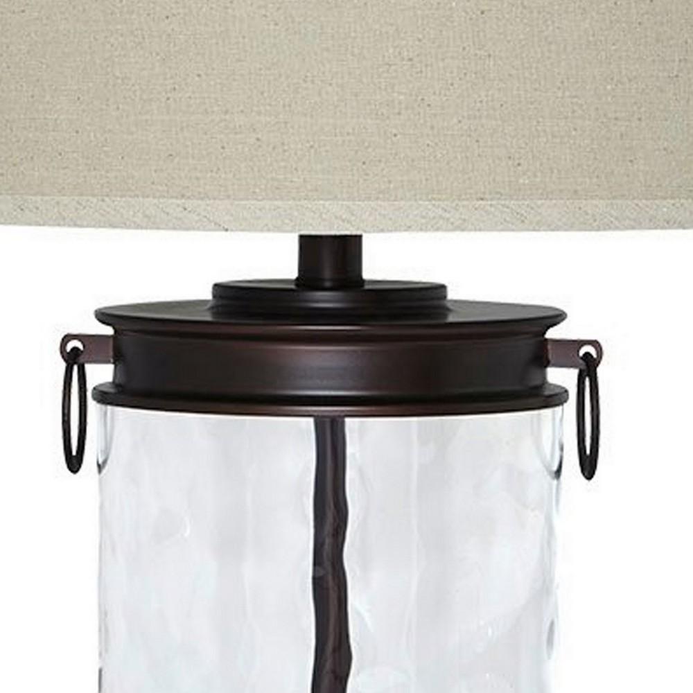 Drum Shade Table Lamp with Glass Insert Base, Bronze - BM231953