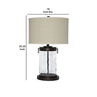 Drum Shade Table Lamp with Glass Insert Base, Bronze - BM231953