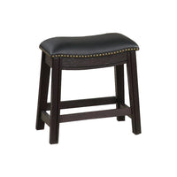 Curved Leatherette Stool with Nailhead Trim, Set of 2, Black - BM231998