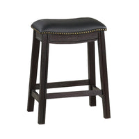 Curved Leatherette Counter Stool with Nailhead Trim, Set of 2, Black - BM231999