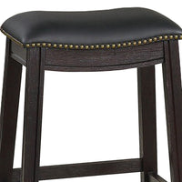 Curved Leatherette Counter Stool with Nailhead Trim, Set of 2, Black - BM231999