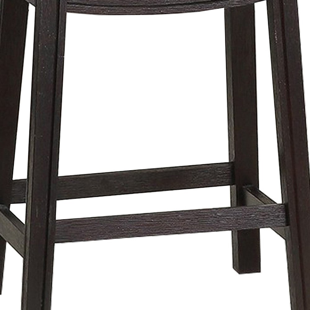 Curved Leatherette Counter Stool with Nailhead Trim, Set of 2, Black - BM231999