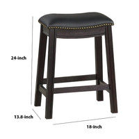 Curved Leatherette Counter Stool with Nailhead Trim, Set of 2, Black - BM231999