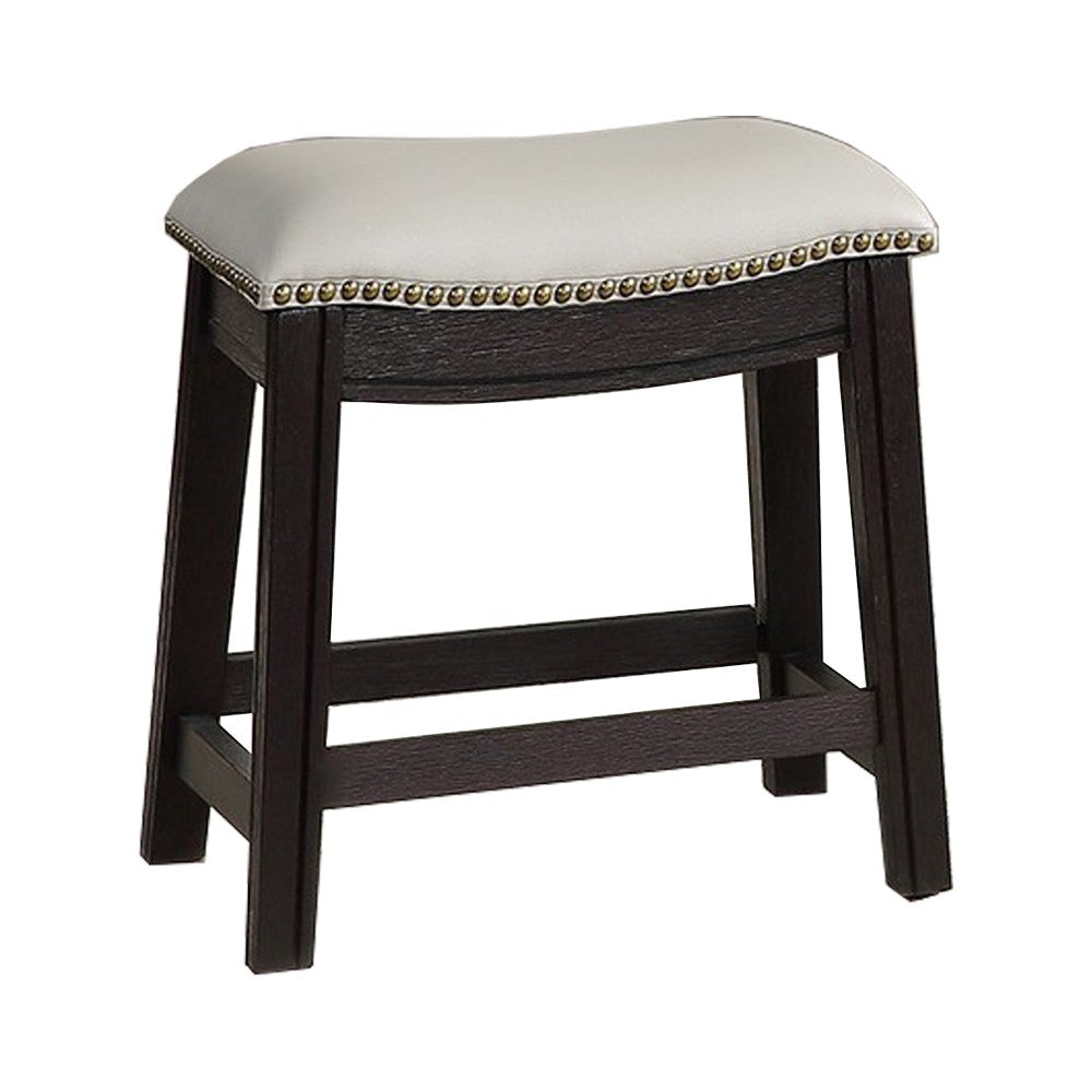 Curved Leatherette Stool with Nailhead Trim, Set of 2, Gray - BM232001