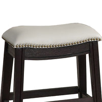 Curved Leatherette Stool with Nailhead Trim, Set of 2, Gray - BM232001