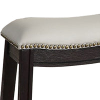 Curved Leatherette Stool with Nailhead Trim, Set of 2, Gray - BM232001