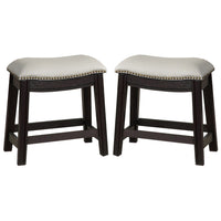 Curved Leatherette Stool with Nailhead Trim, Set of 2, Gray - BM232001