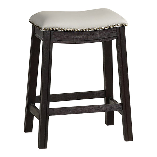 Curved Leatherette Counter Stool with Nailhead Trim, Set of 2, Gray - BM232002