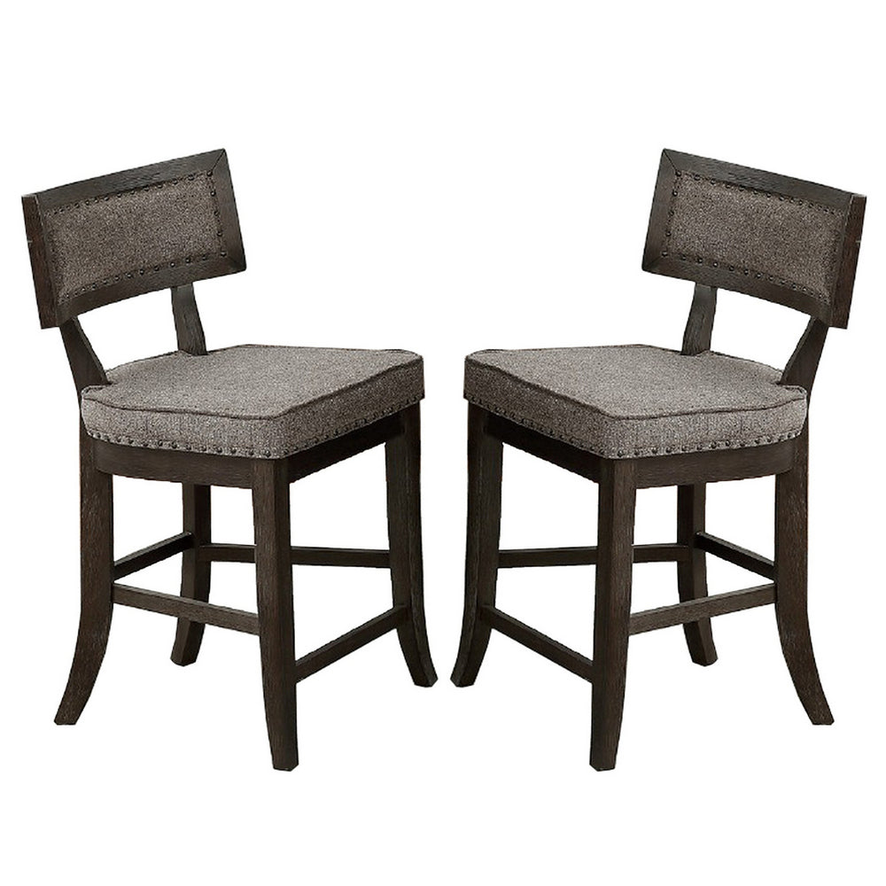 Curved Top Wooden High Chair with Flared Legs, Set of 2, Gray - BM232003