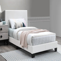 Transitional Style Leatherette Queen Bed with Padded Headboard, White - BM232046