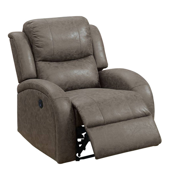 40 Inch Leatherette Power Recliner with USB Port, Brown - BM232055