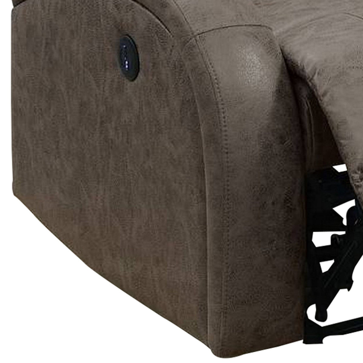40 Inch Leatherette Power Recliner with USB Port, Brown - BM232055