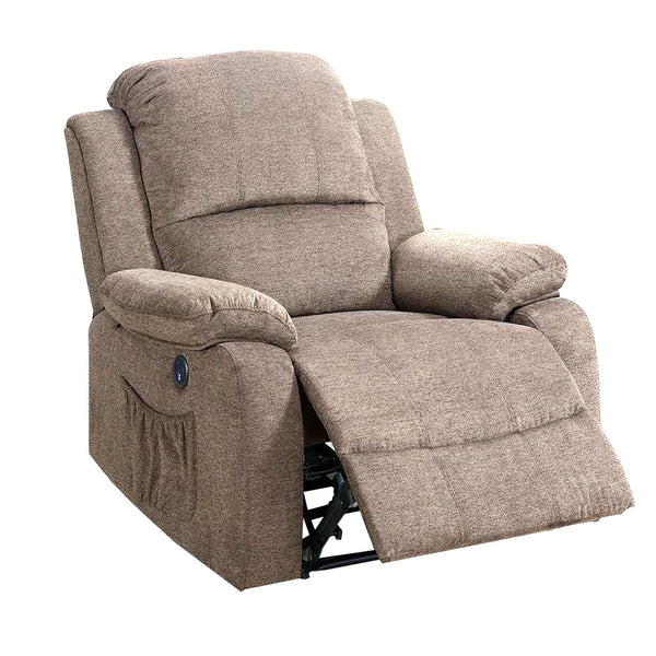 39 Inch Fabric Power Recliner with USB Port, Brown - BM232059