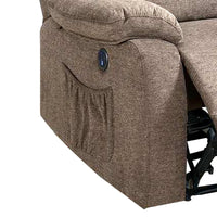 39 Inch Fabric Power Recliner with USB Port, Brown - BM232059