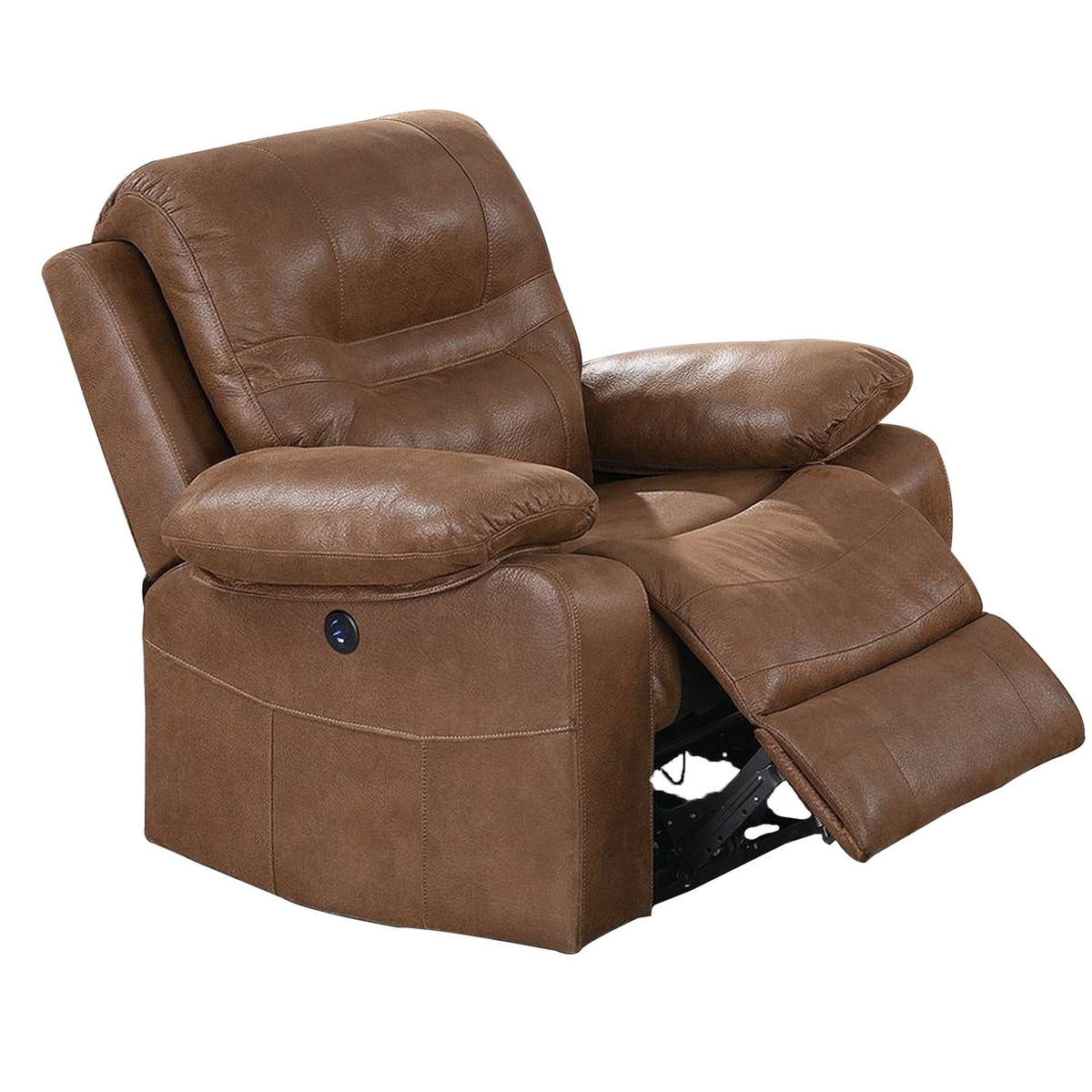 41 Inch leatherette Reclining Chair with USB Port, Brown - BM232082