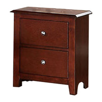 25 Inches 2 Drawer Wooden Nightstand with Metal Pulls, Brown - BM232104