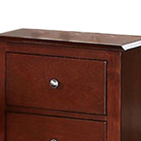 25 Inches 2 Drawer Wooden Nightstand with Metal Pulls, Brown - BM232104