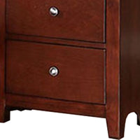 25 Inches 2 Drawer Wooden Nightstand with Metal Pulls, Brown - BM232104