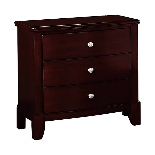 26 Inches 3 Drawer Wooden Nightstand with Chamfered Legs, Brown - BM232106