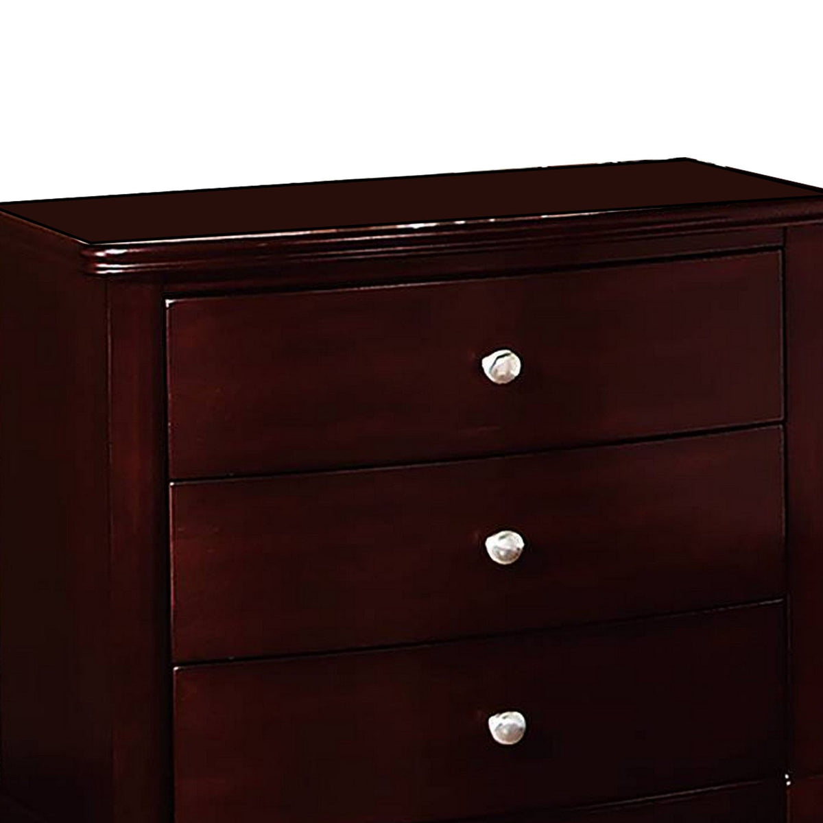 26 Inches 3 Drawer Wooden Nightstand with Chamfered Legs, Brown - BM232106