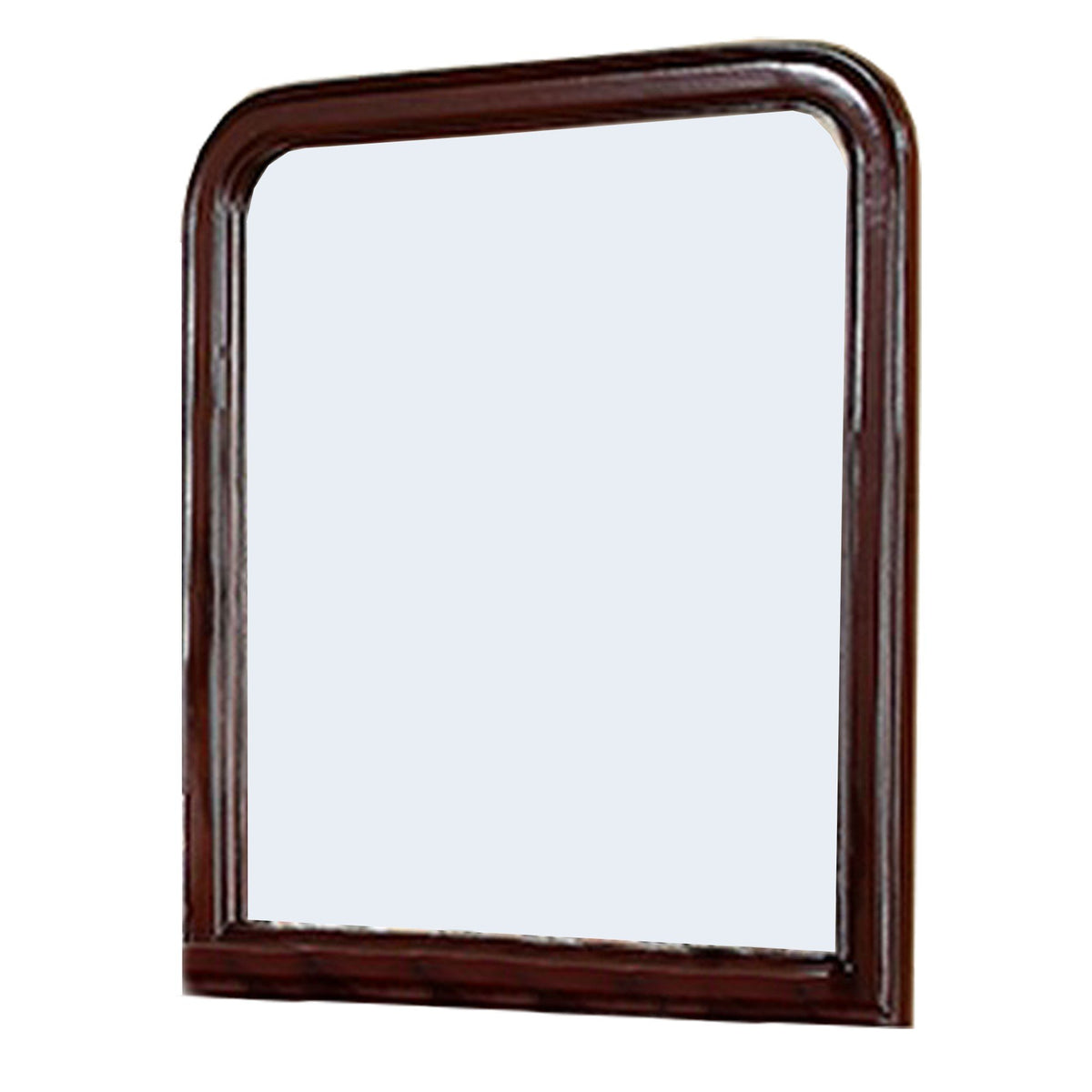 37 Inches Wooden Mirror with Curved Edges, Brown - BM232118