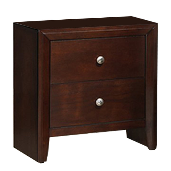 24 Inches 2 Drawer Wooden Nightstand with Metal Pulls, Brown - BM232119