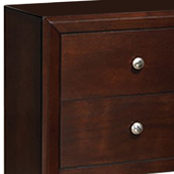 24 Inches 2 Drawer Wooden Nightstand with Metal Pulls, Brown - BM232119