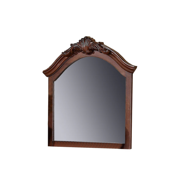 42 Inches Crowned Top Wooden Mirror, Brown - BM232125