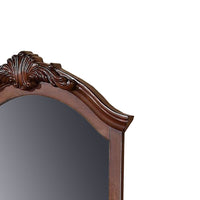 42 Inches Crowned Top Wooden Mirror, Brown - BM232125