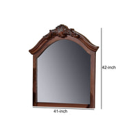 42 Inches Crowned Top Wooden Mirror, Brown - BM232125