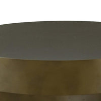 Contemporary Round Metal Coffee Table with Drum Base, Bronze - BM232163