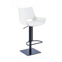 Swivel Faux Leather Bar Stool with Countered Seat, White and Black - BM232279