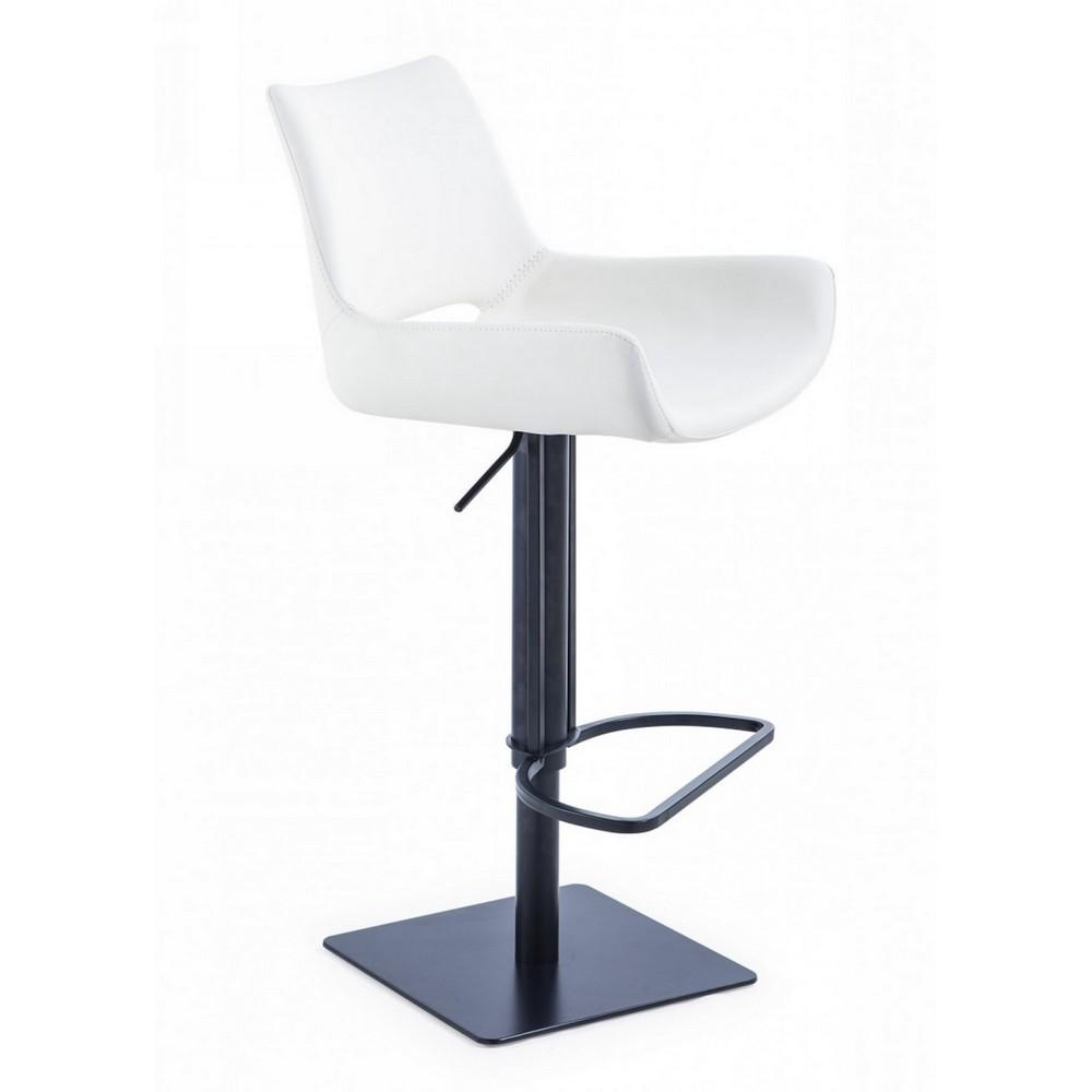 Swivel Faux Leather Bar Stool with Countered Seat, White and Black - BM232279