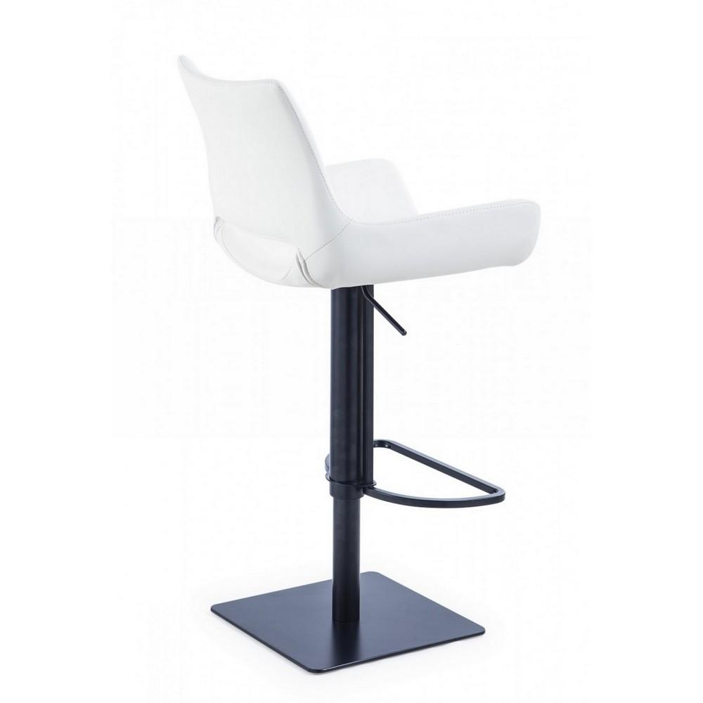 Swivel Faux Leather Bar Stool with Countered Seat, White and Black - BM232279