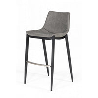 Counter Leatherette Barstool with Angled Tapered Legs, Set of 2, Gray - BM232289