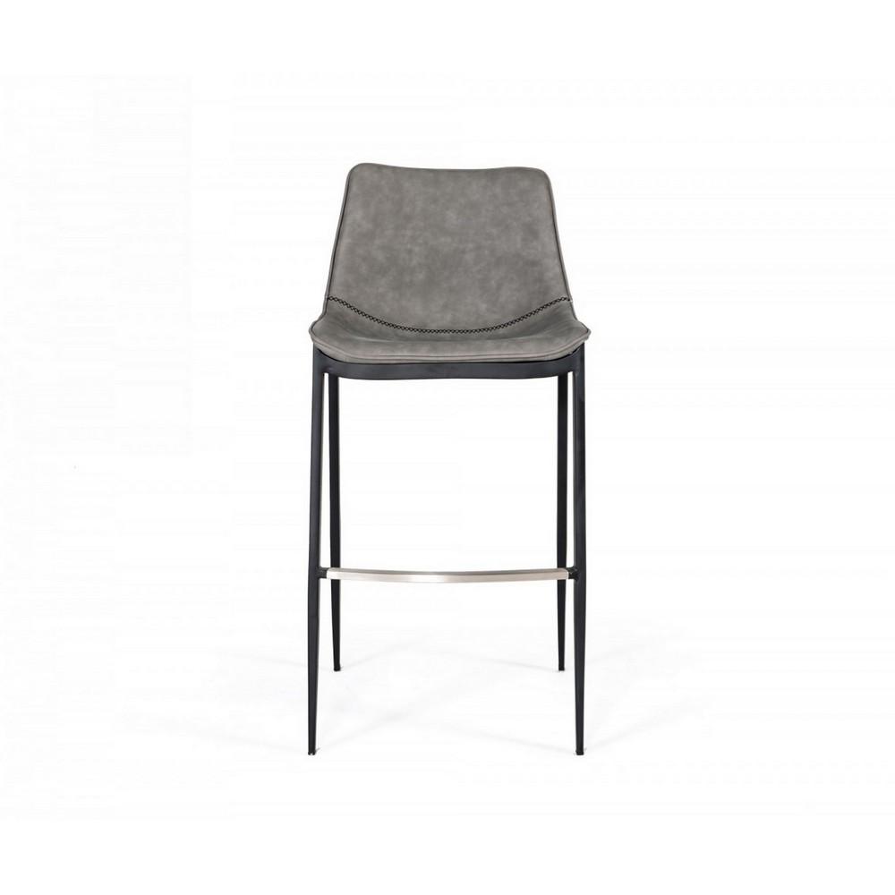 Counter Leatherette Barstool with Angled Tapered Legs, Set of 2, Gray - BM232289